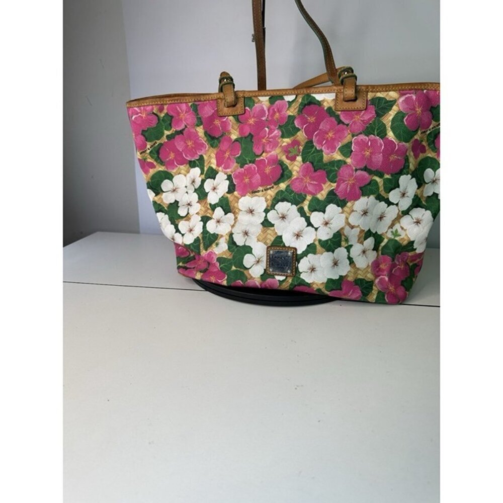 Dooney & Bourke Beautiful Pink And White Floral Print Leather Tote - Picture 6 of 12